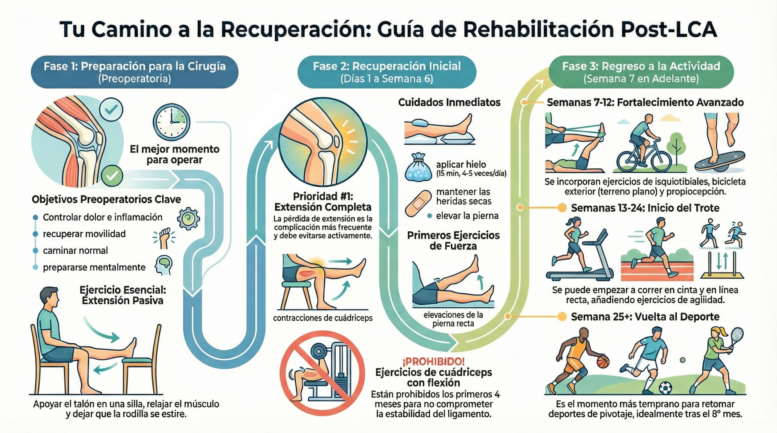 Doctor Luis Clavel | Infografía 1: Rehabilitación de Ligamento Cruzado Anterior